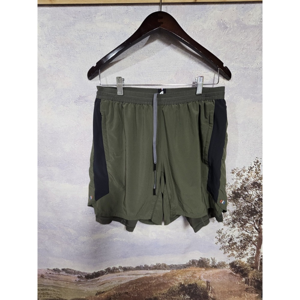 Fourlaps Mens Sz M Command Shorts Athletic 7" Compression Lined Green